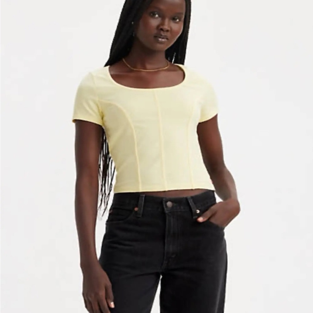 Levi's Yellow Cropped Fitted T-Shirt